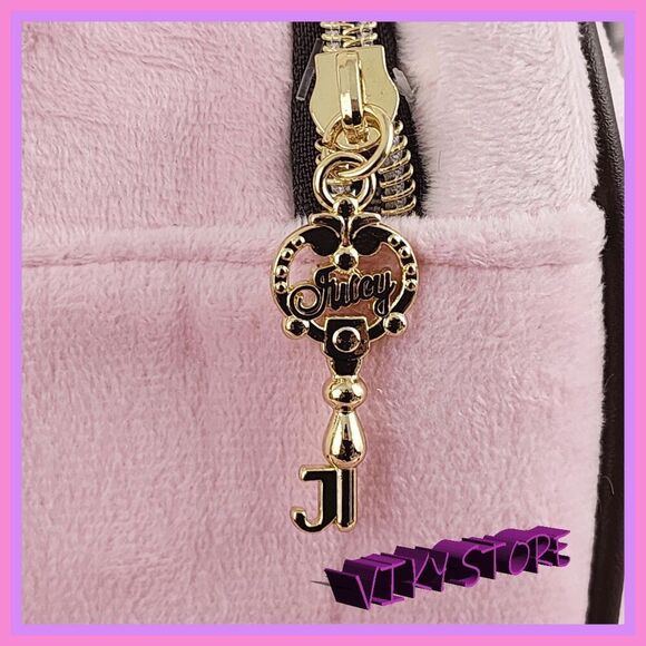 💕 NWT Juicy Couture Pink Velvet Train Case Front & Top Zippers #7199 💕 - Picture 4 of 6